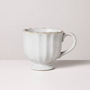 12oz Scalloped Edge Ceramic Mug with Foot Sour Cream - Hearth & Hand Magnolia